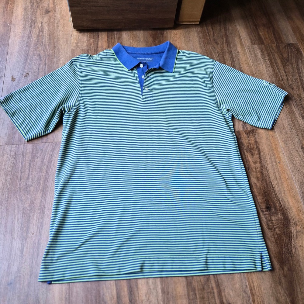 Cutter & Buck Mens Large CB DryTec Striped Golf Polo Golf Club Athleisure Sporty